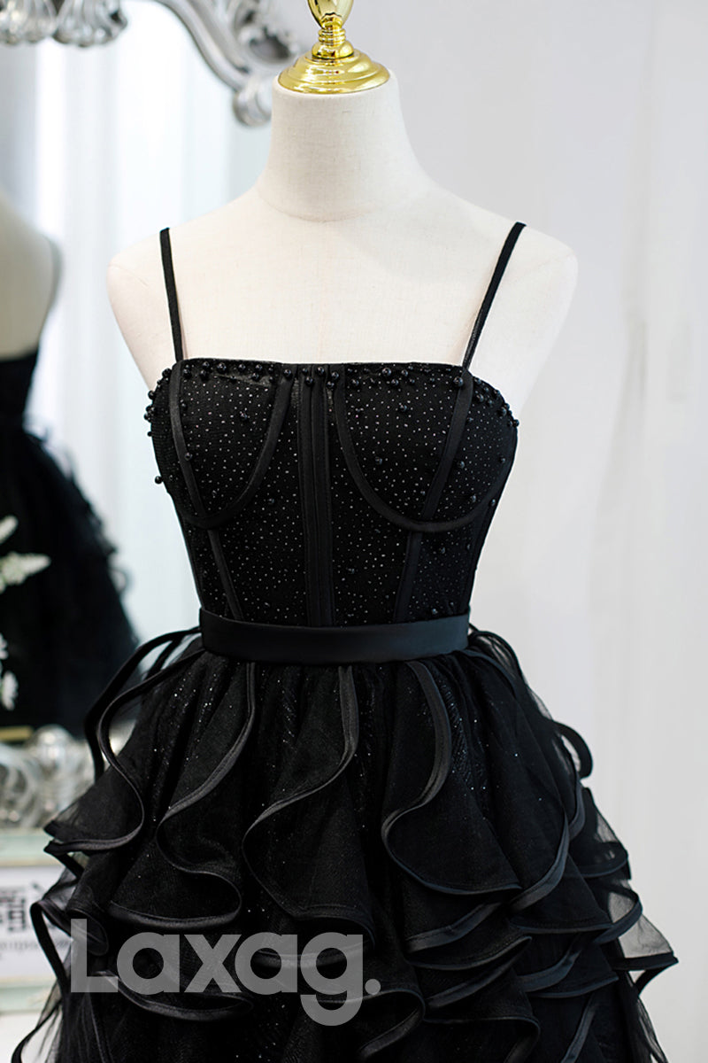 Spaghetti Straps Beads Short Homecoming Dress - Fashionpara