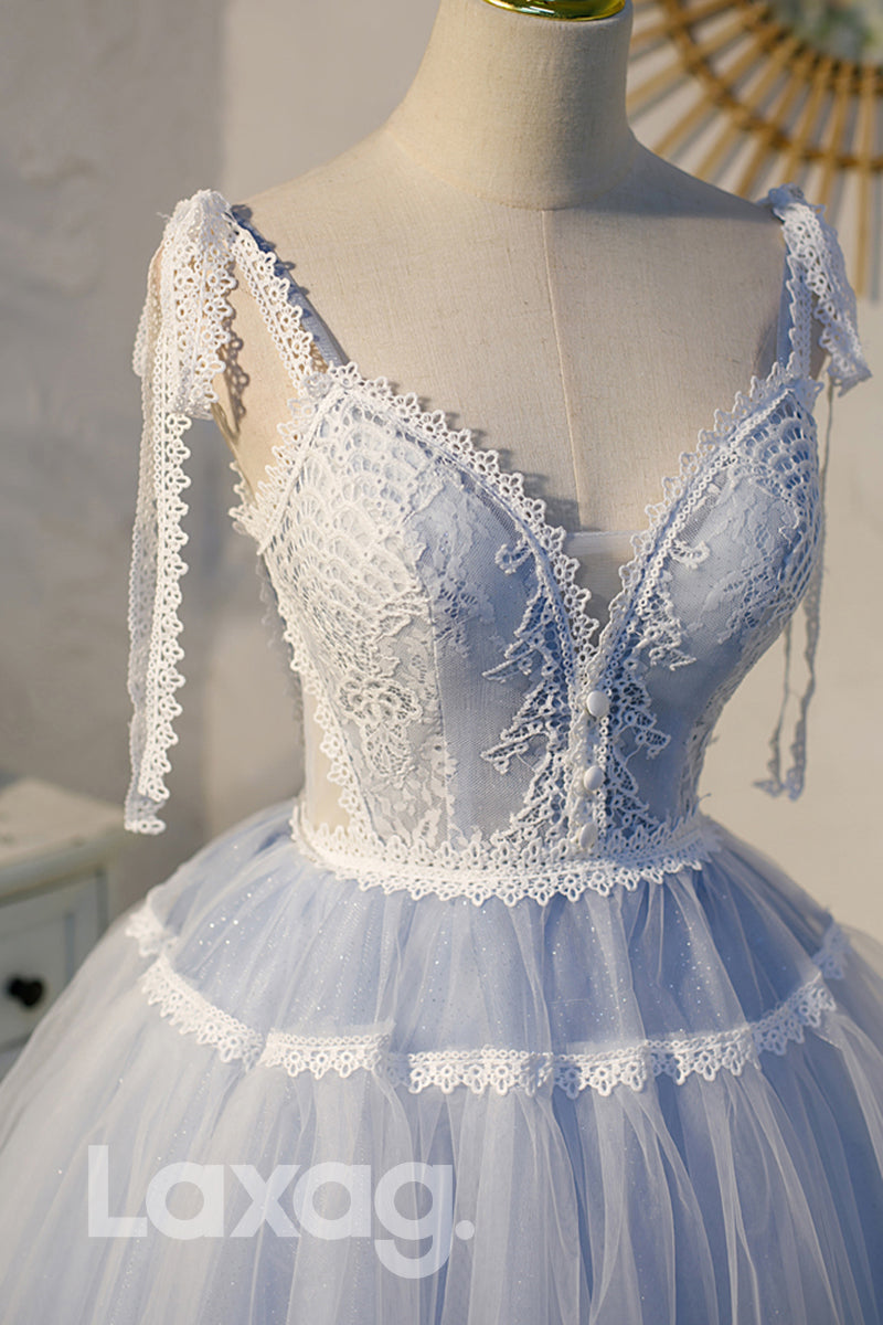 Plunging V-Neck Lace Short Homecoming Dress - Fashionpara