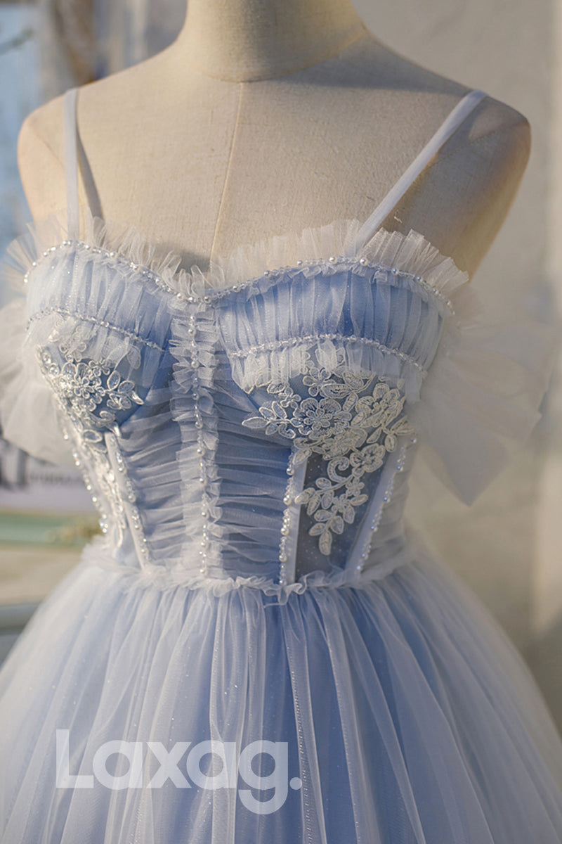 Spaghetti Straps Lace Appliques Short Homecoming Dress - Fashionpara