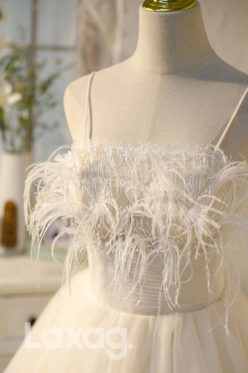 Spaghetti Straps Feathers Short Homecoming Dress - Fashionpara