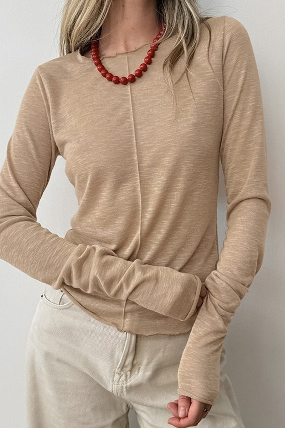 White Crew Neck Long-Sleeve Layering Knit Top 2