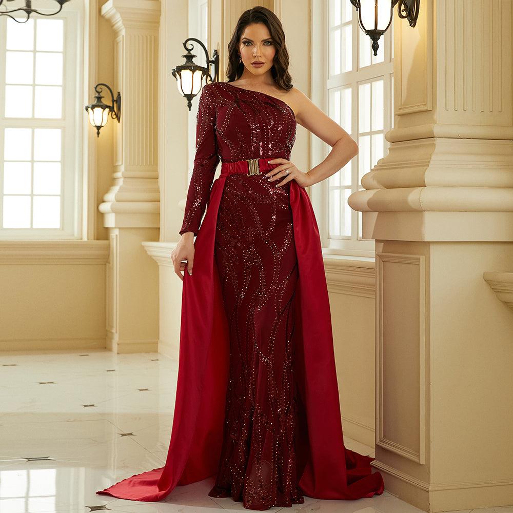 Serene Sequins Flowing Gown Dress - Fashionpara