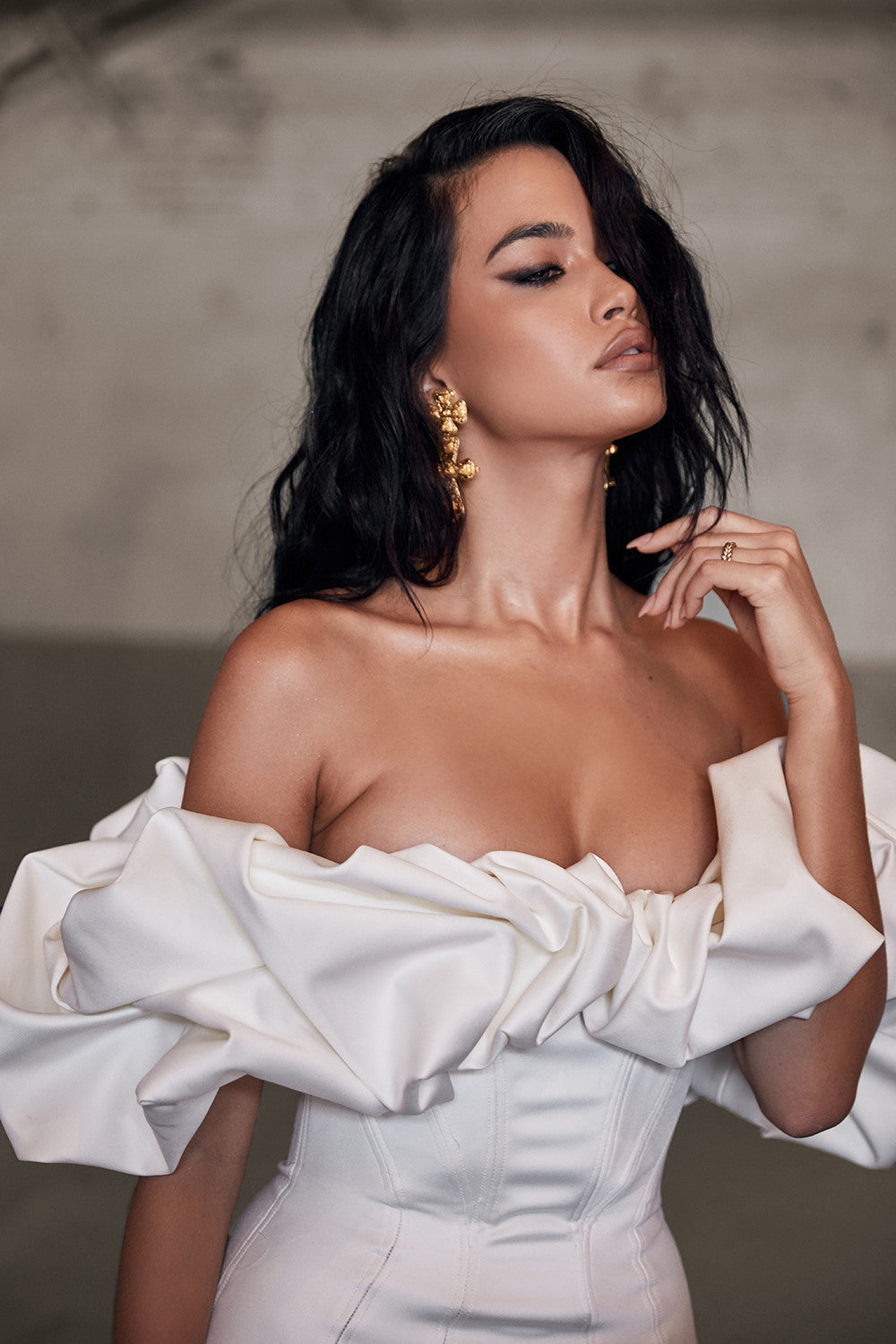 Satin Ruffle Off Shoulder Corset Bodycon Mini Dress 6