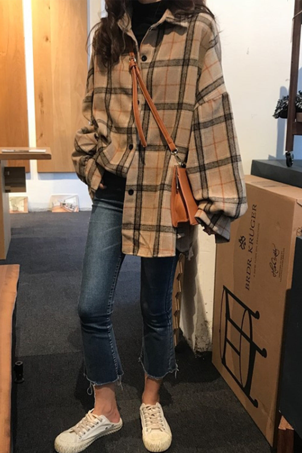 Heavy Pocket Tweed Plaid Shirt