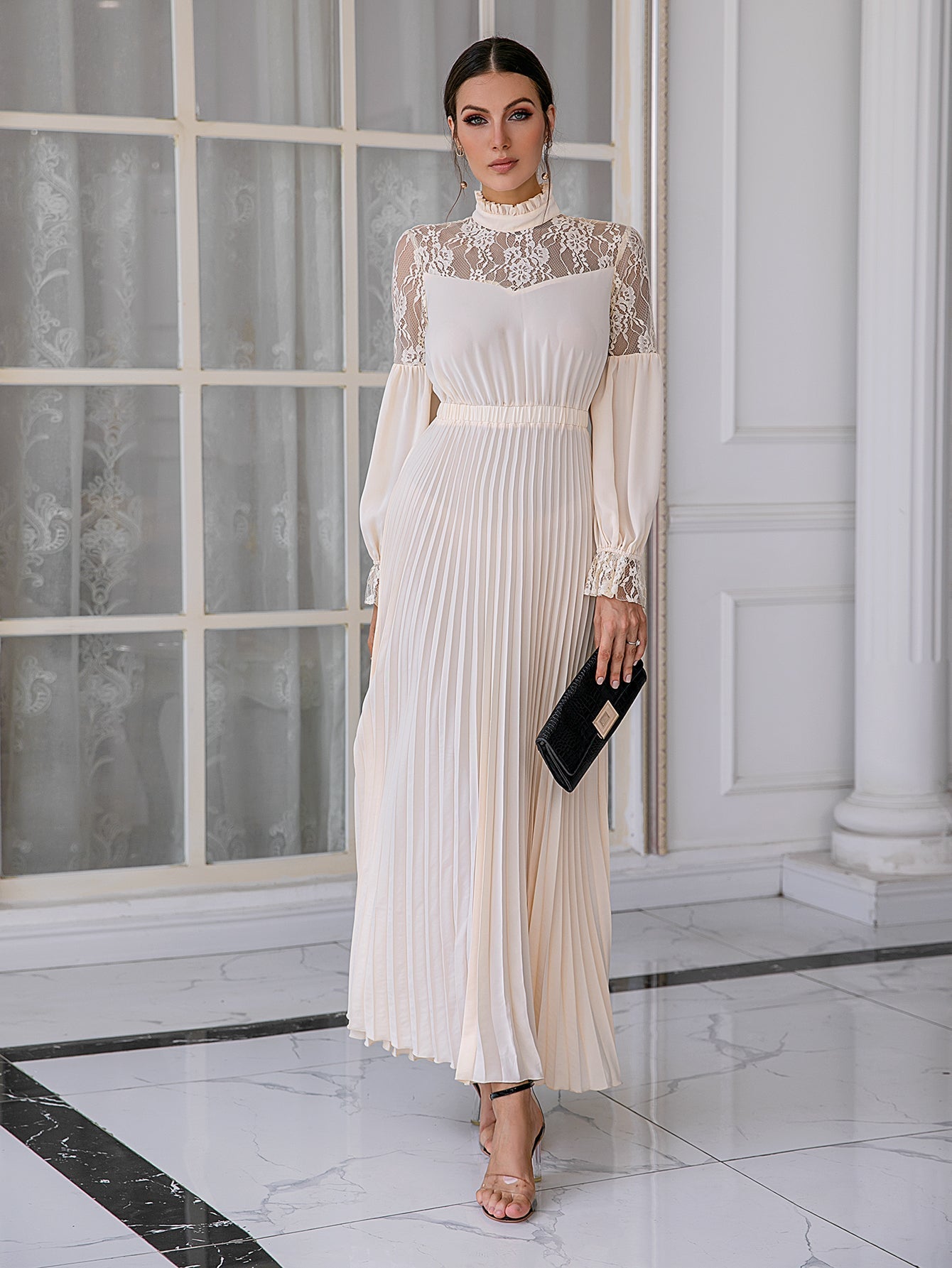 Elegant Evening Dress With Lace - Fashionpara