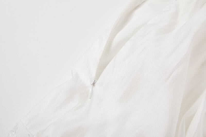 Eyelet Lace Cut Out Tiered Flutter Sleeve Ruffle Collar Maxi Dress - View 13