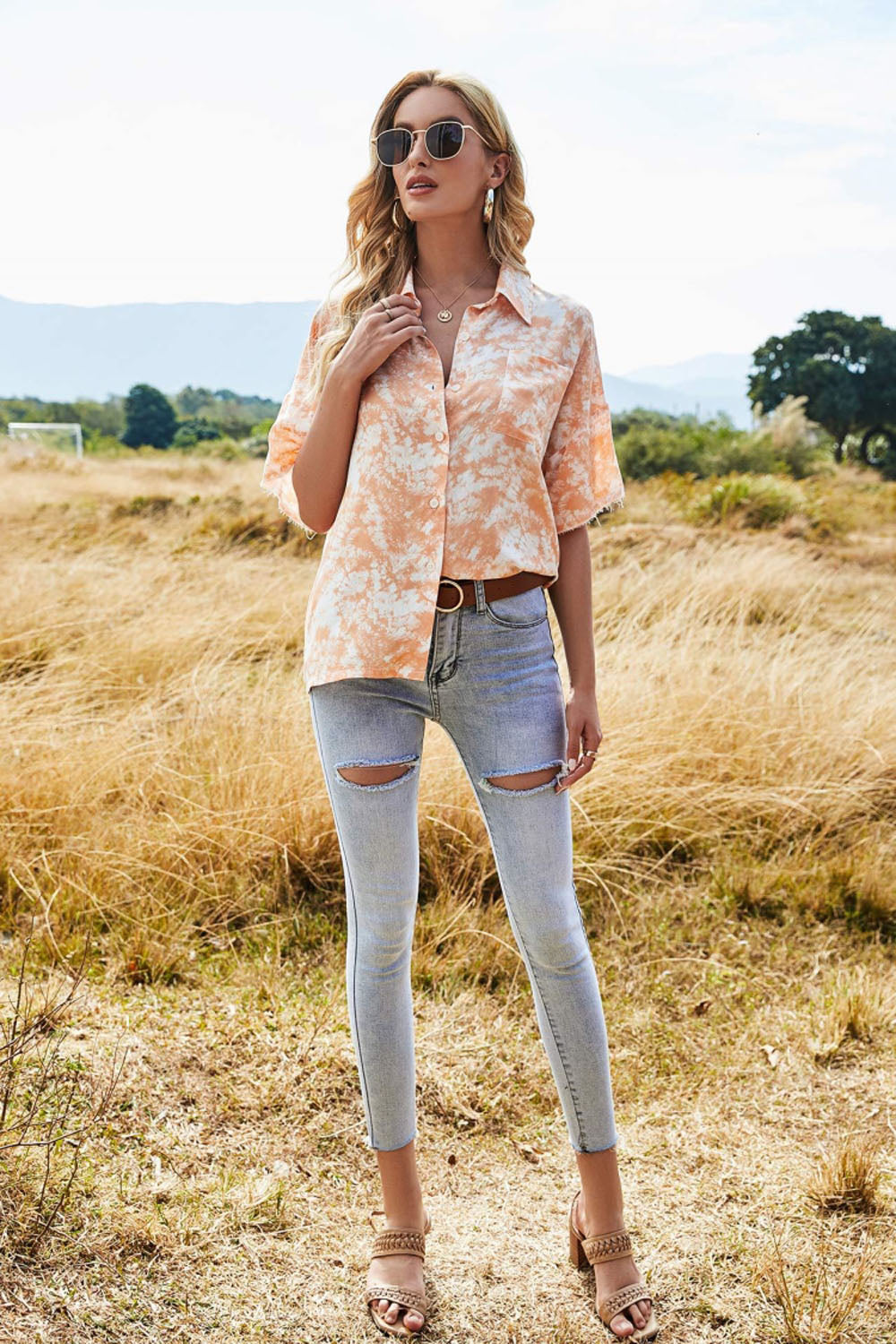 Tie-Dye Short-Sleeved Gradient Shirt