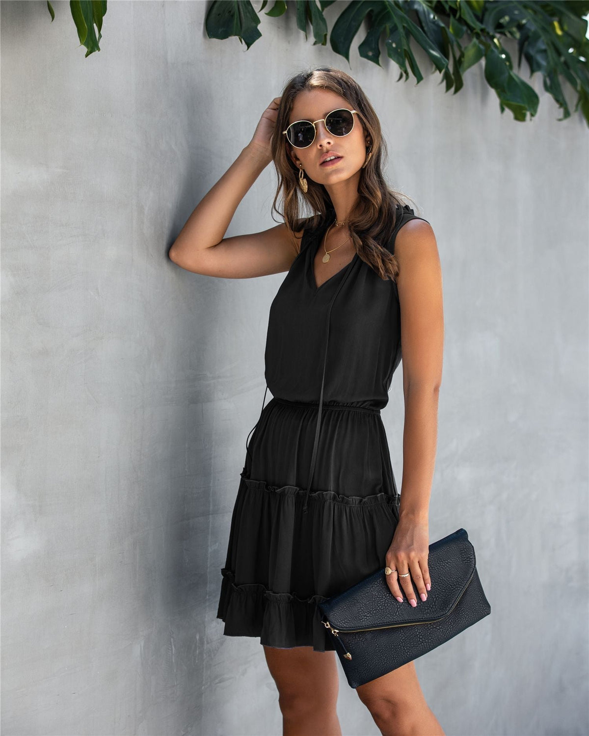 V-Neck Sleeveless Tiered Ruffle Mini Dress 6