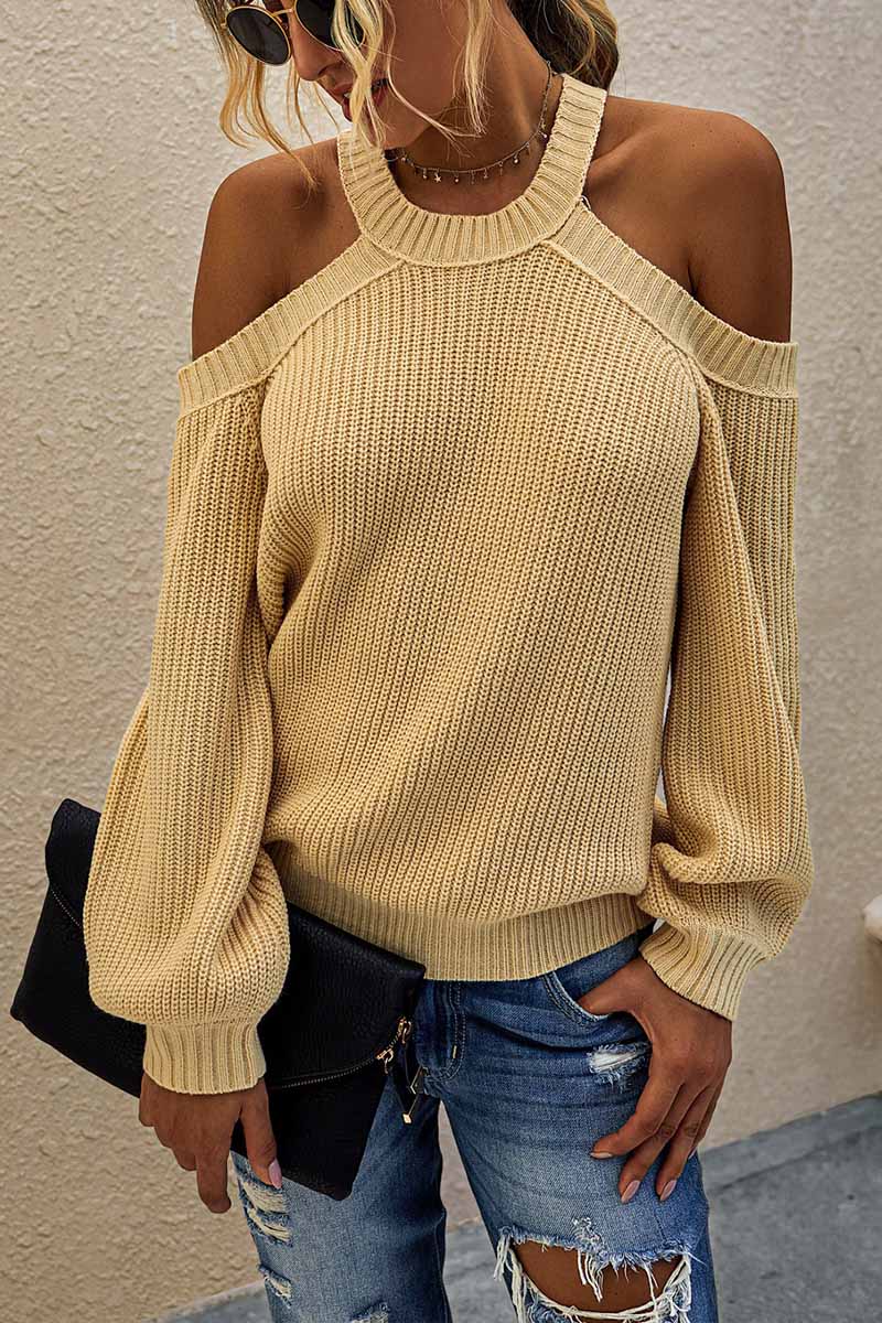 Florcoo Off-Shoulder Knitted Sweater for Effortless Style