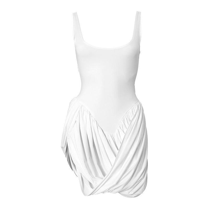 Scoop-Neck Sleeveless Draped Bubble-Hem Mini Dress 12