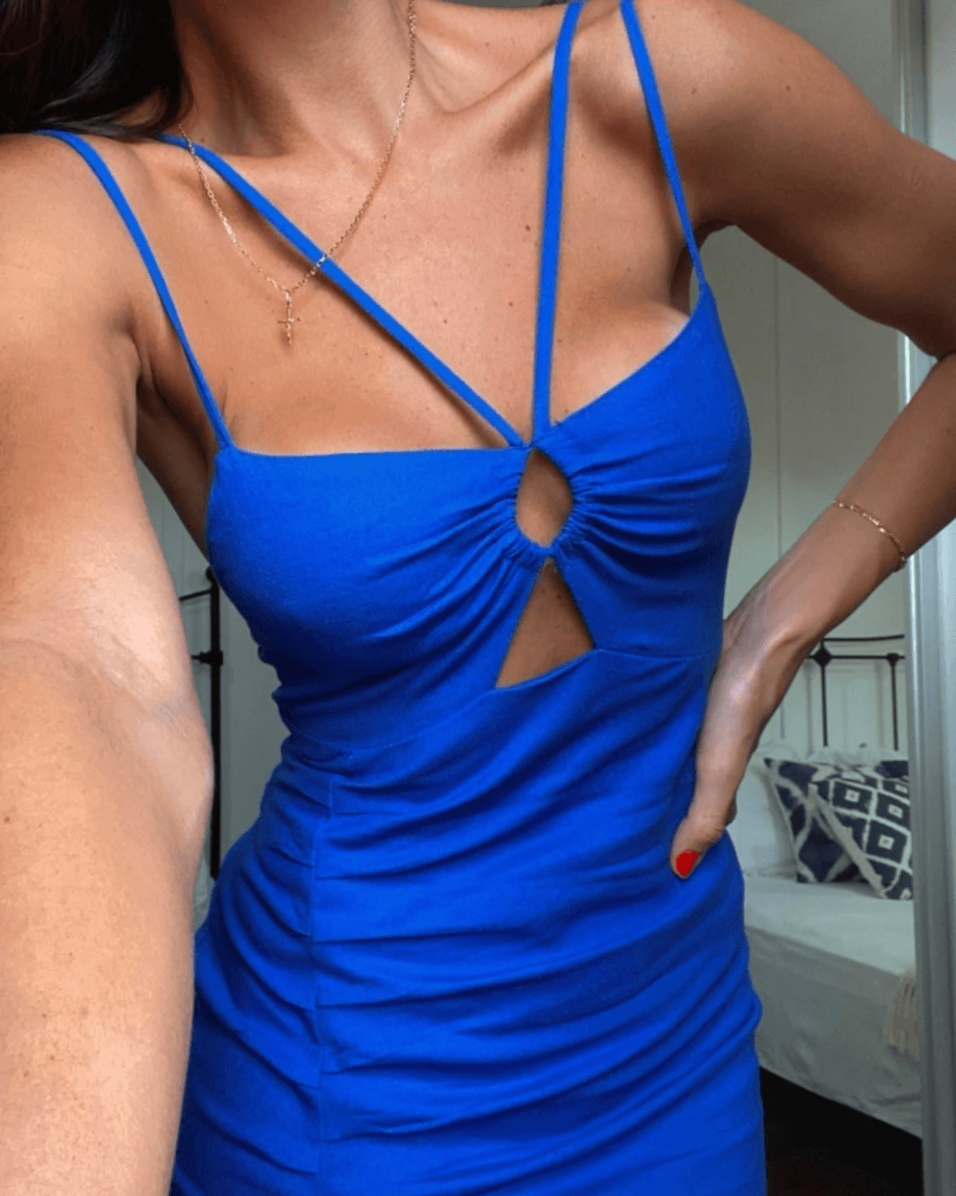 Adjustable Straps Midi Dress - Fashionpara