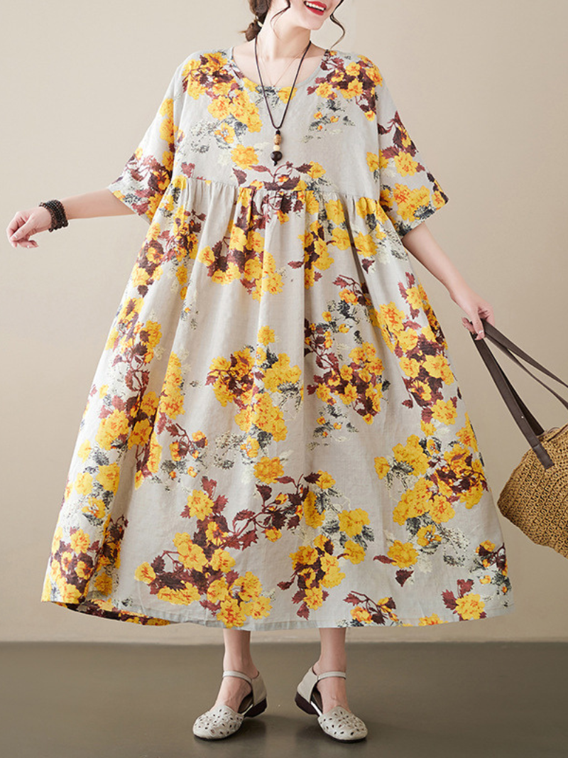 Heaven On Earth Round Neck Smock Dress - Fashionpara
