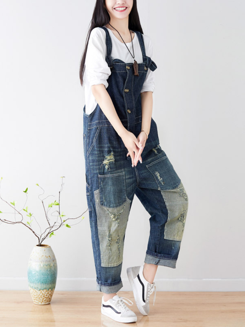 Vintage-Inspired Denim Overalls Dungarees for Women - Fashionpara