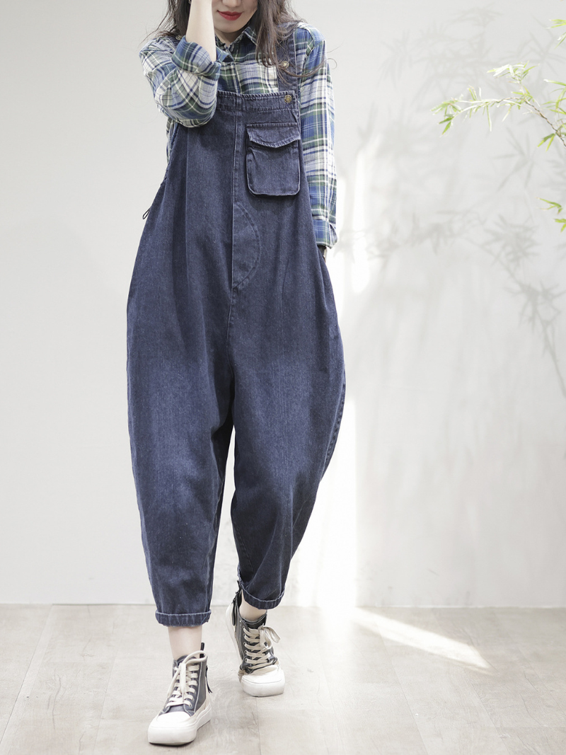 Love Yourself Denim High Waist Overalls - Fashionpara