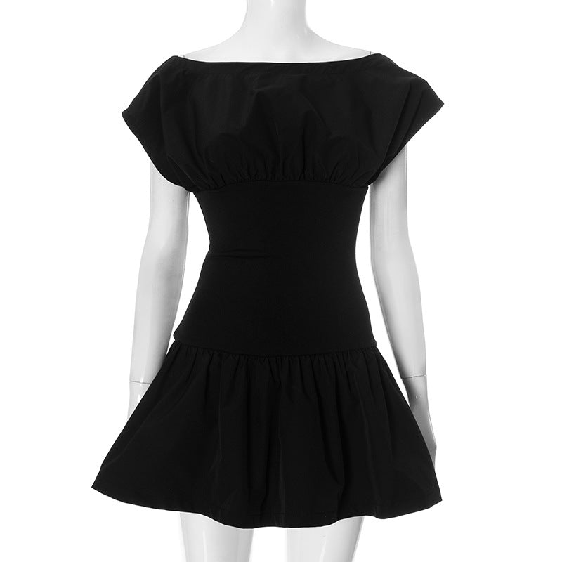 Bateau Neck Cap Sleeve Drop Waist Flared Mini Dress 11