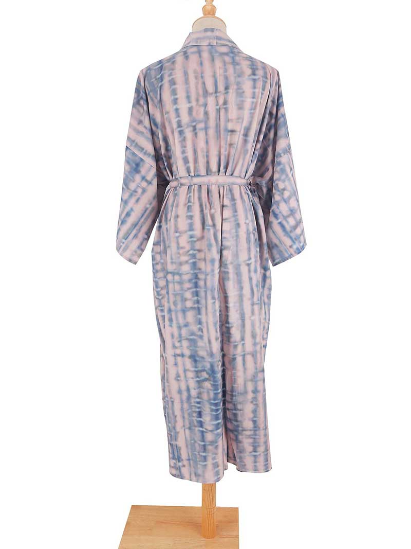 Tie-Dye Print Different Color Rayon Long Length Gown Kimono Duster Robe - Fashionpara
