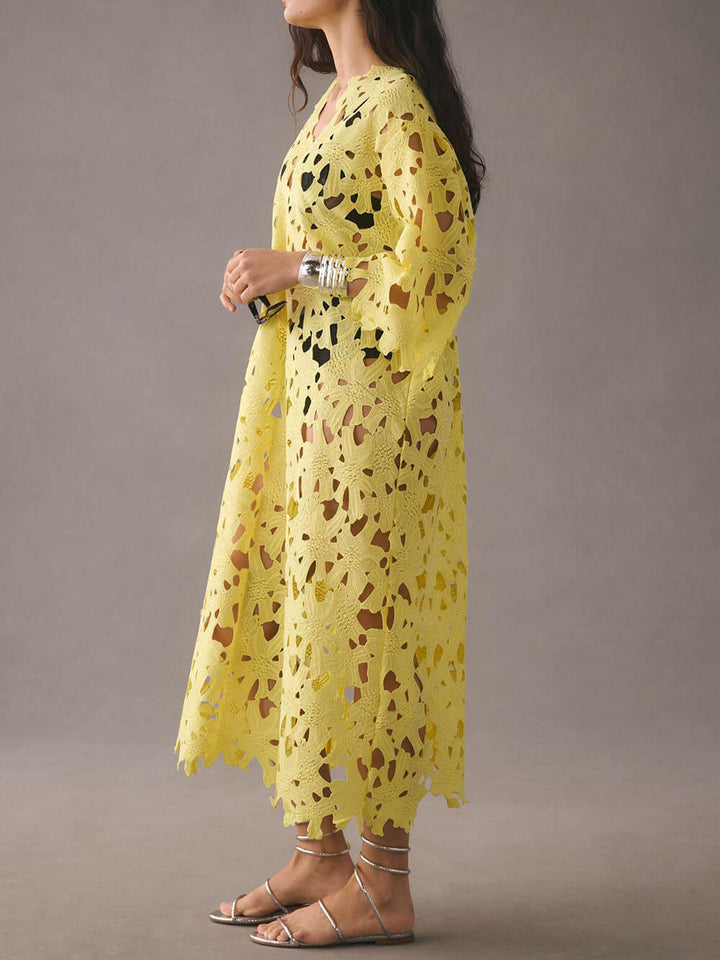 Lace Cover Up Beach Midi Dress - Fashionpara