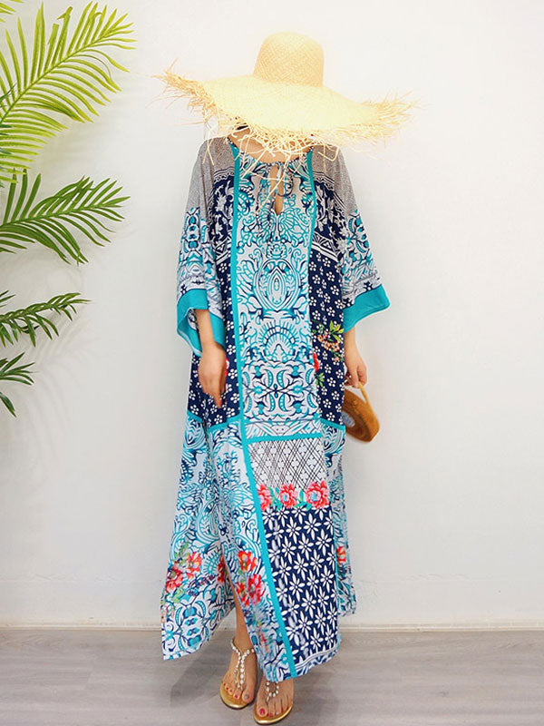 Foil Print Plunge V-Neck Sleeveless Maxi Dress 3