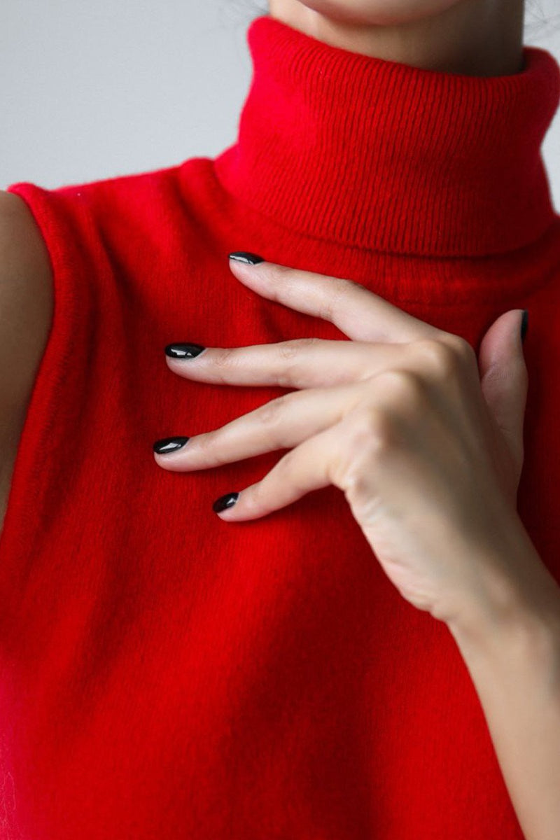Sleeveless Turtleneck Fine Knit Sweater 6