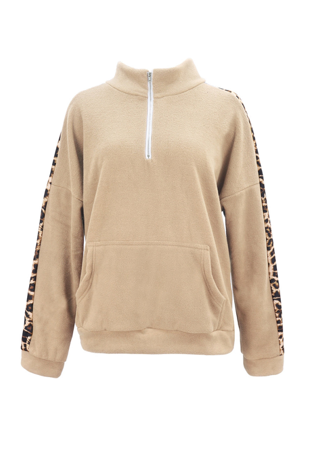 Long Sleeve Leopard Print Stitching Top