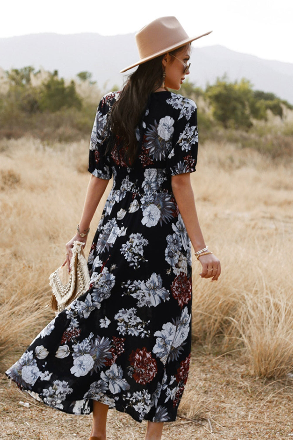 Half Sleeve Slim Print Dress