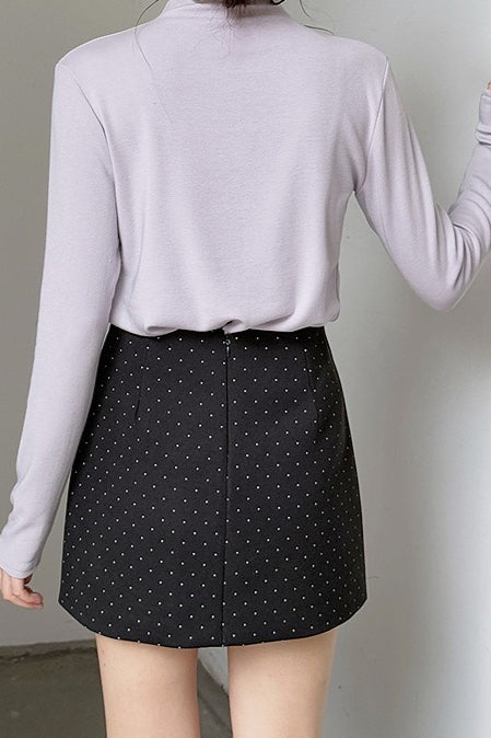 Polka Dot Wool A-Line Skirt