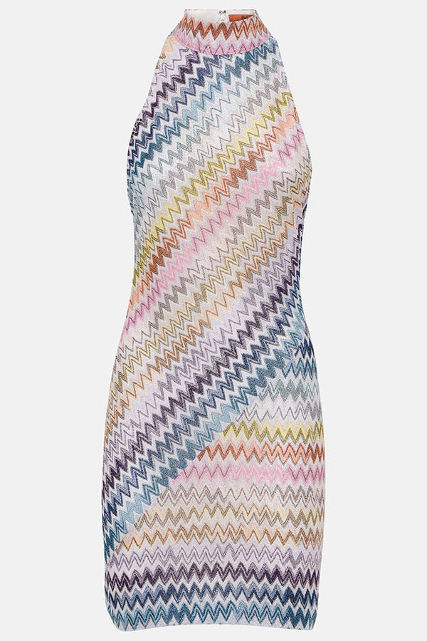 Sequin Chevron Halter Neck Bodycon Mini Dress 5