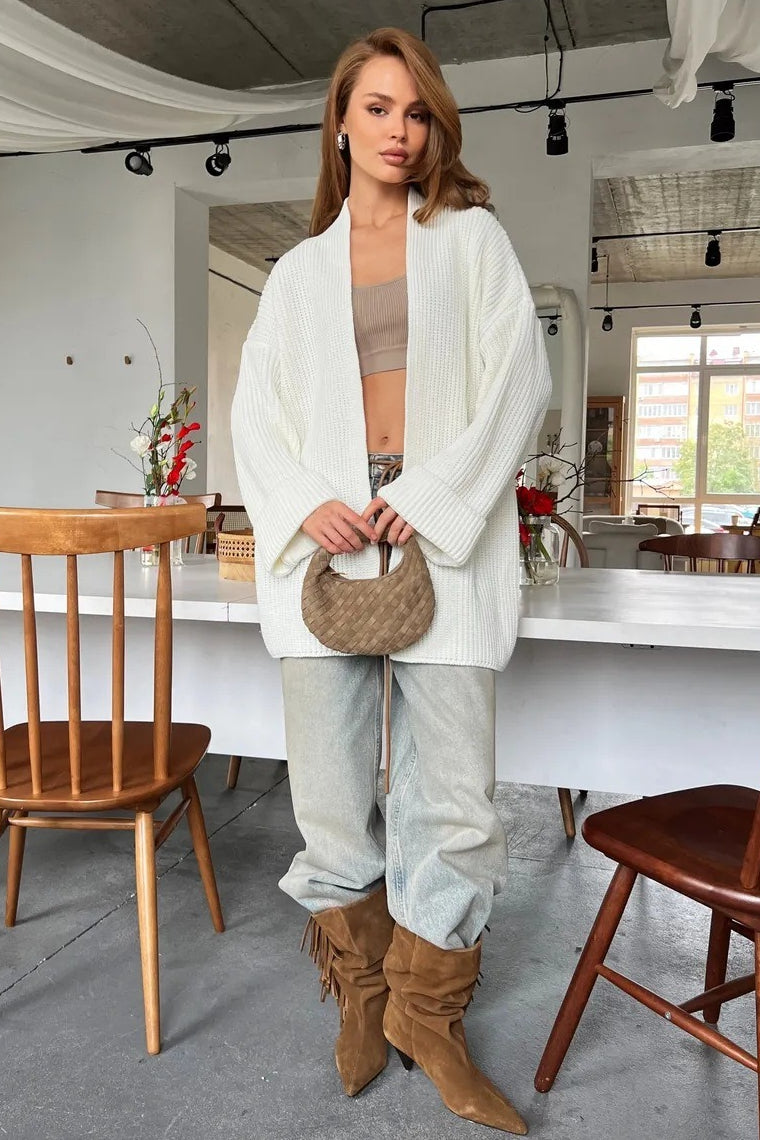 Relaxed Cozy Tie Waist Knit Cardigan 10