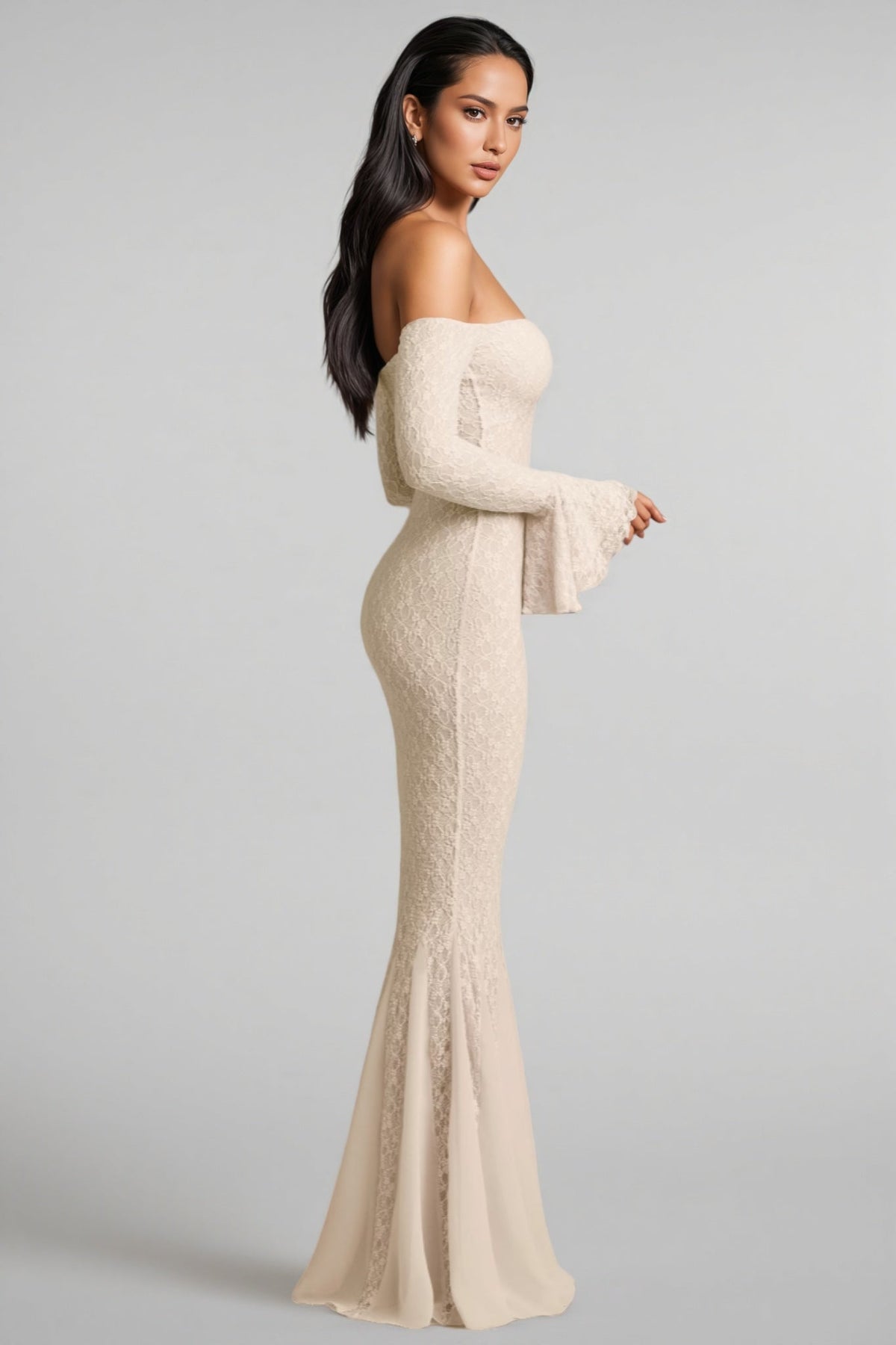 Kaeln Off-Shoulder Ruffle Lace Maxi Dress - View 3