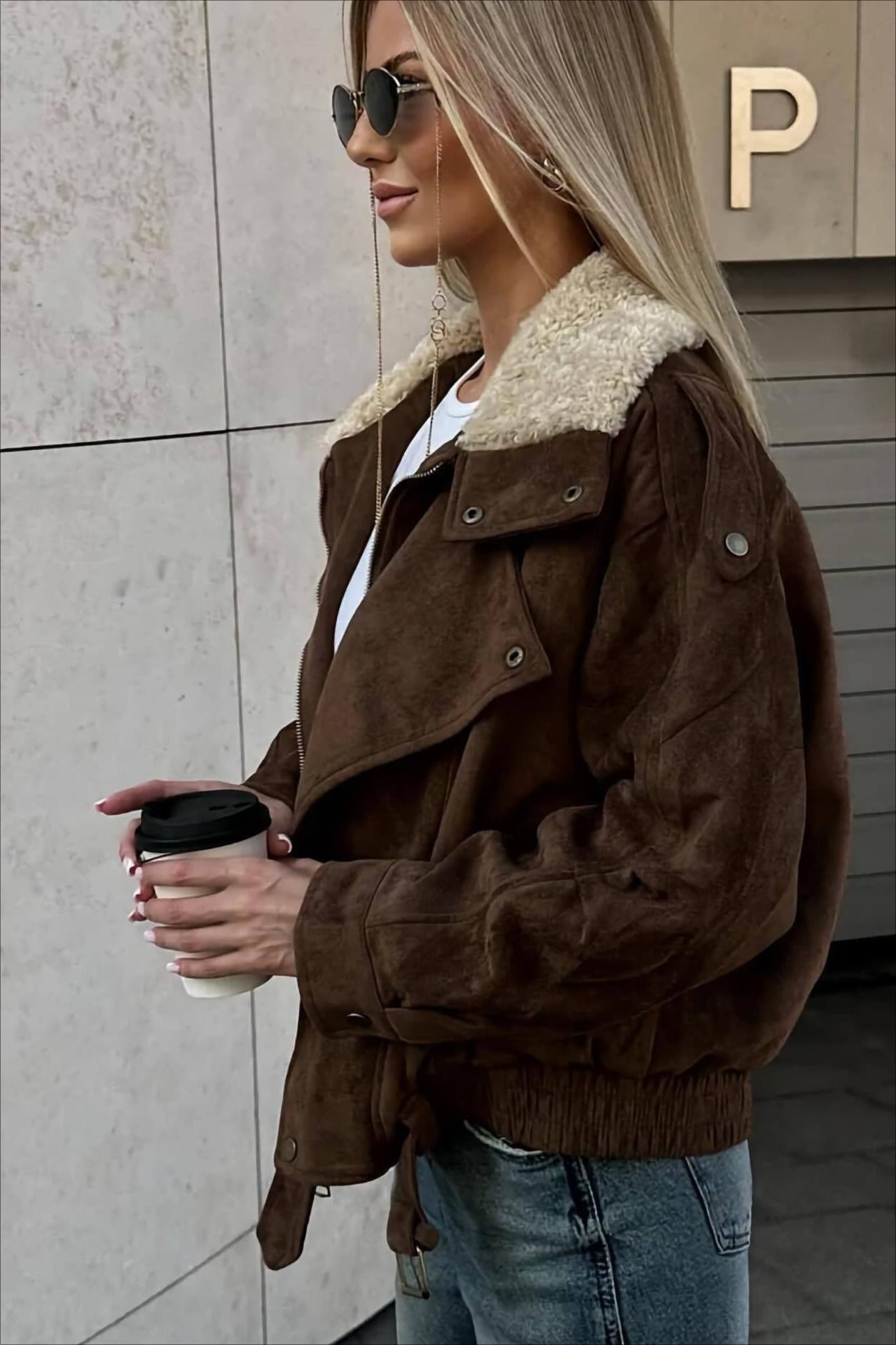 Casual Brown Oversized Jacket