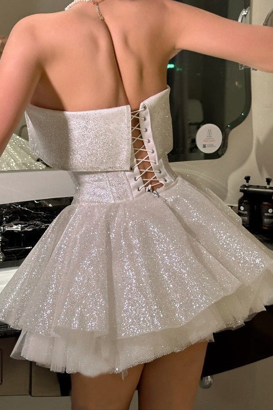 Sequin Strapless Corset Tiered Ruffle Tutu Mini Party Dress - View 3
