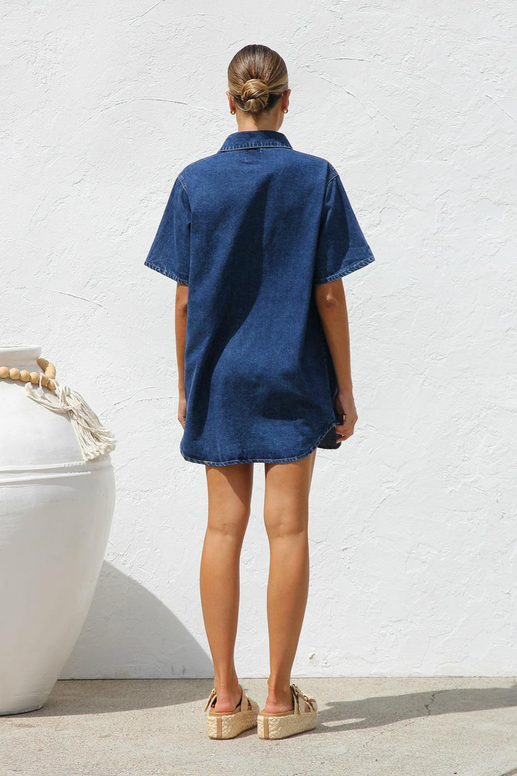 Short Sleeve Shirt Denim Dress