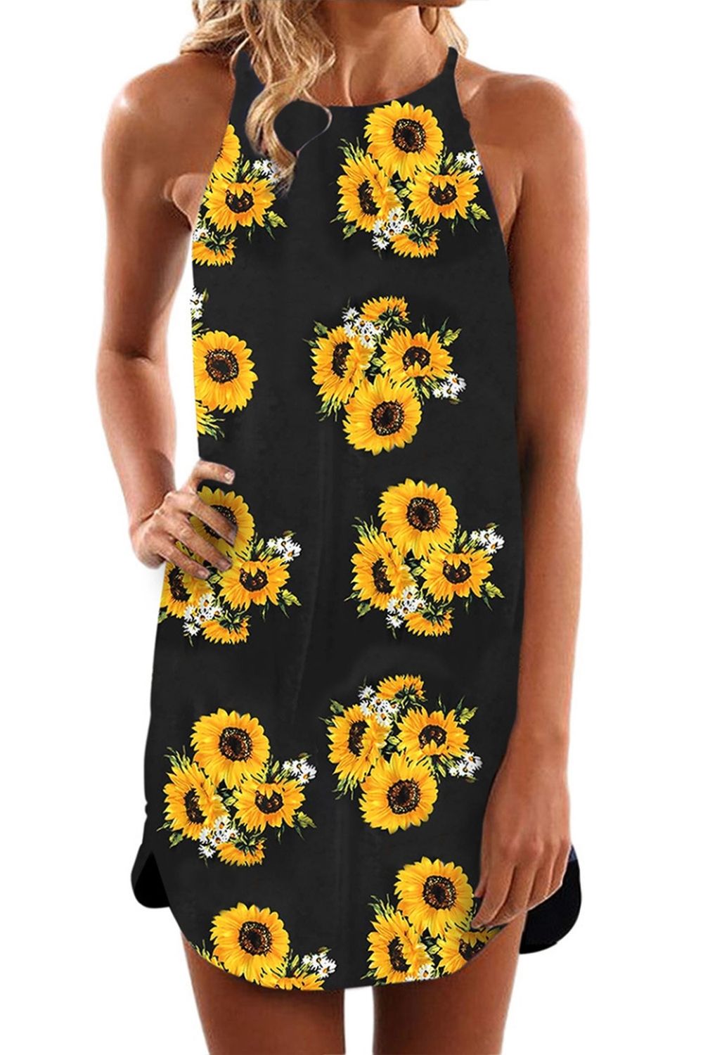 Strap Palm Leaf Print Bohemian Dress - Fashionpara