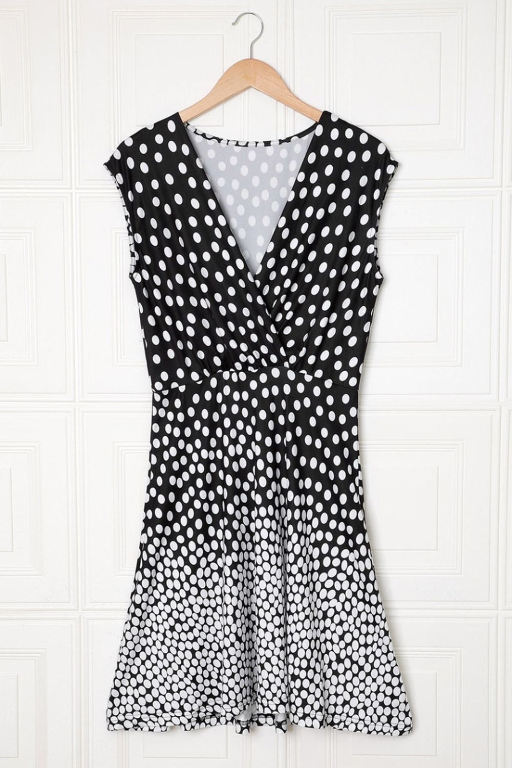 Polka Dot Print V-Neck Tulle Dress - Fashionpara