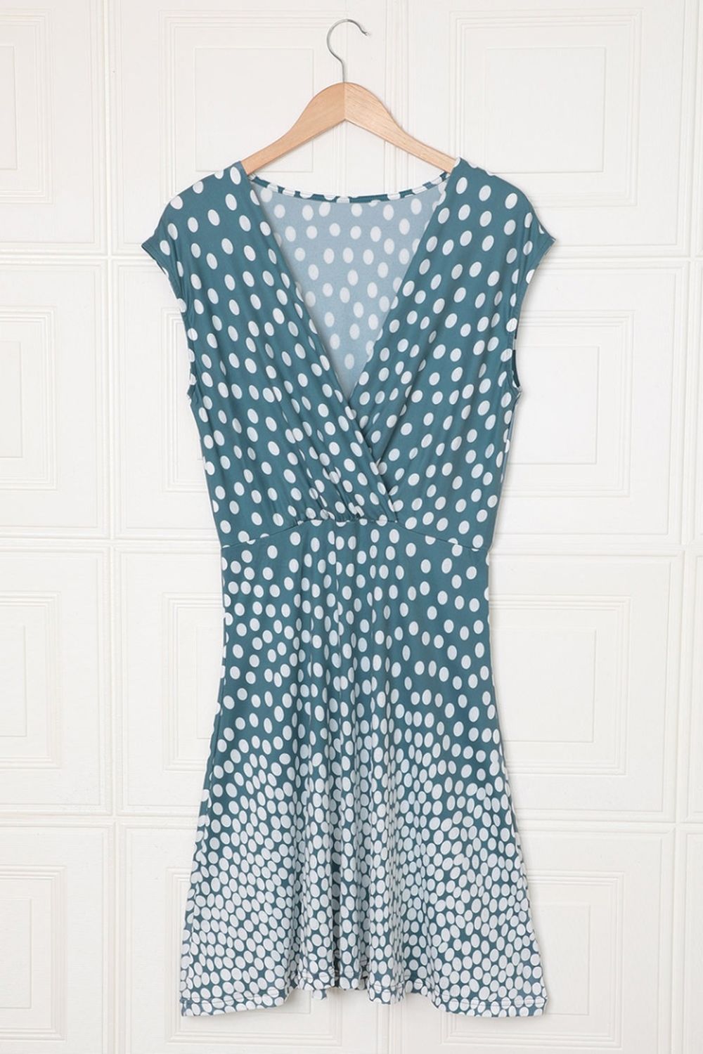 Polka Dot Print V-Neck Tulle Dress - Fashionpara