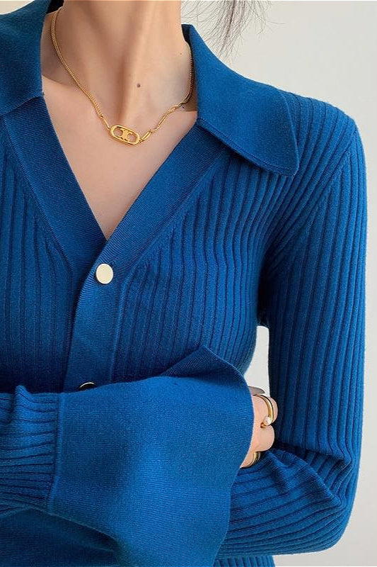 Stylish Slim Knit Cardigan in Blue for Effortless Elegance