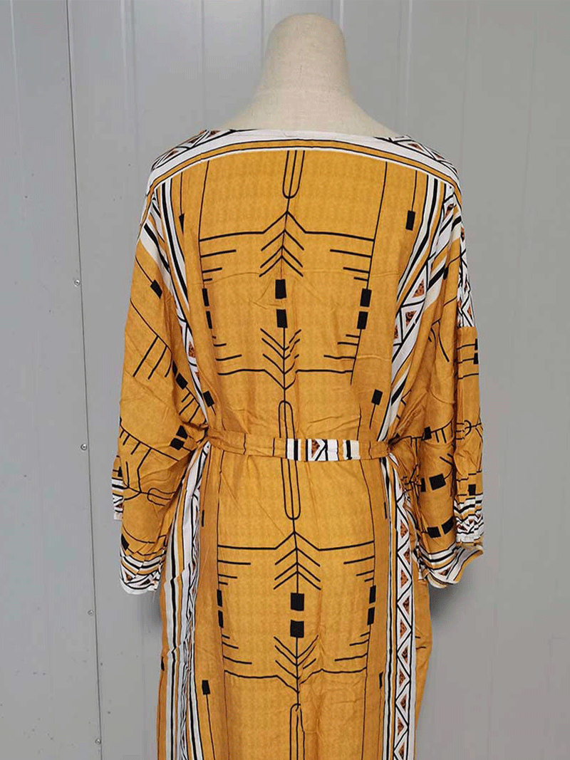 Printed Different Colors Polyester Long Length Gown Kimono Duster Robe - Fashionpara