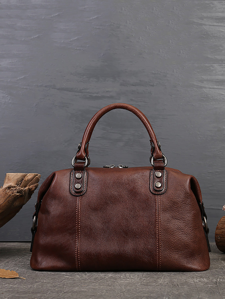Leather Flower Spliced Capacity Hand Bag Shoulder Bag