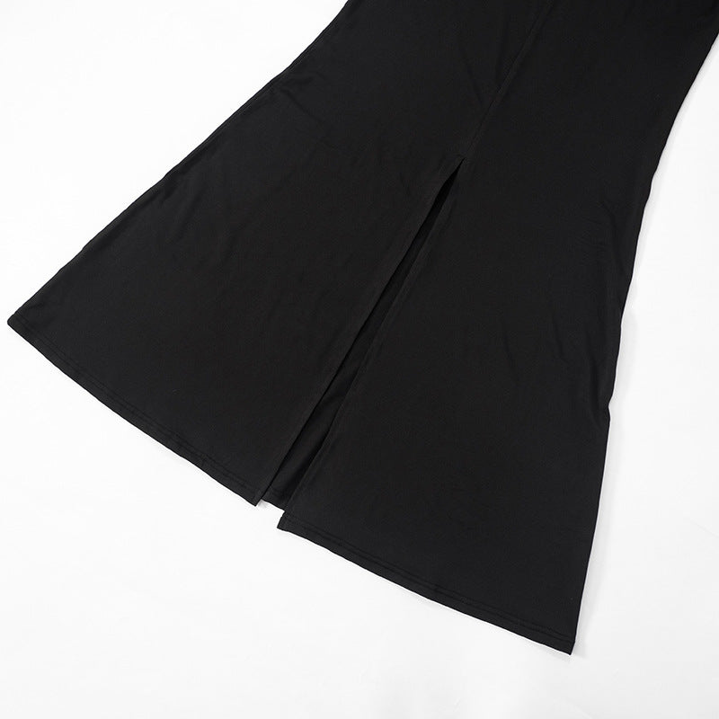 One Shoulder Ruched High Slit Bodycon Maxi Gown 13