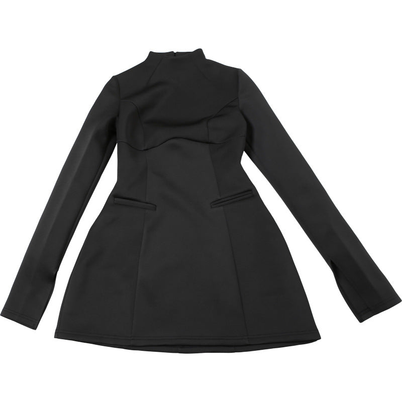 High-Neck Flared-Sleeve Fit-and-Flare Mini Dress 13