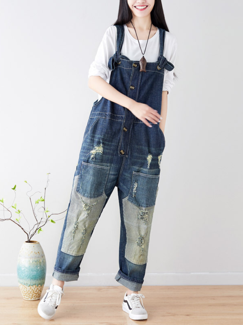 Vintage-Inspired Denim Overalls Dungarees for Women - Fashionpara