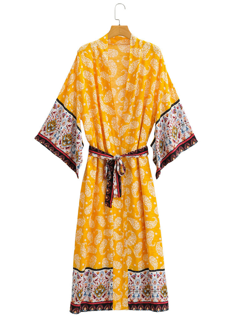Long Kimono Robe, Dressing Gown, printed Kimono, Boho Kimono, Loungewear 2