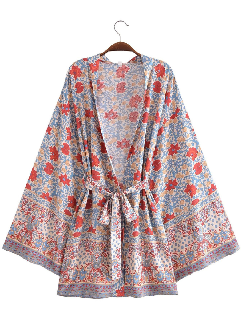 Holding My Heart Cotton Floral Short Kimono Jacket - Fashionpara