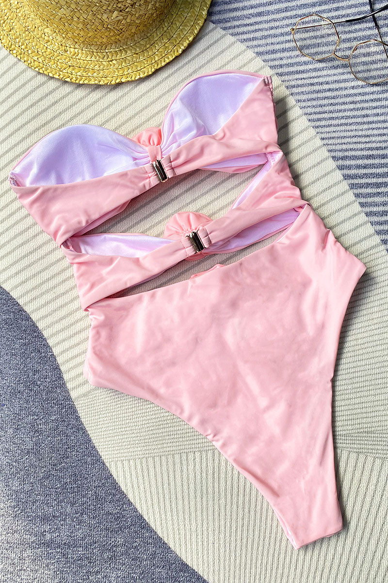 Three-dimensional floral one-piece solid color women's swimsuit - Fashionpara