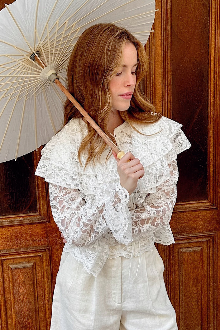 Luxe Round Neck Lace Blouse