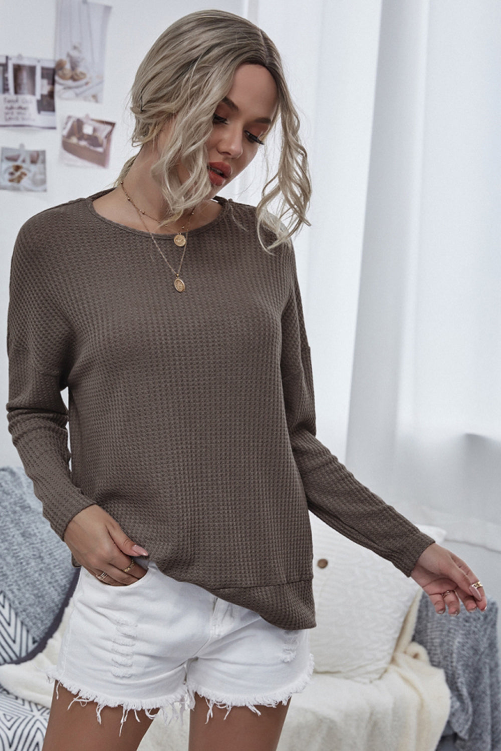 RadyRin Round Neck Open Back Sweater for Effortless Style
