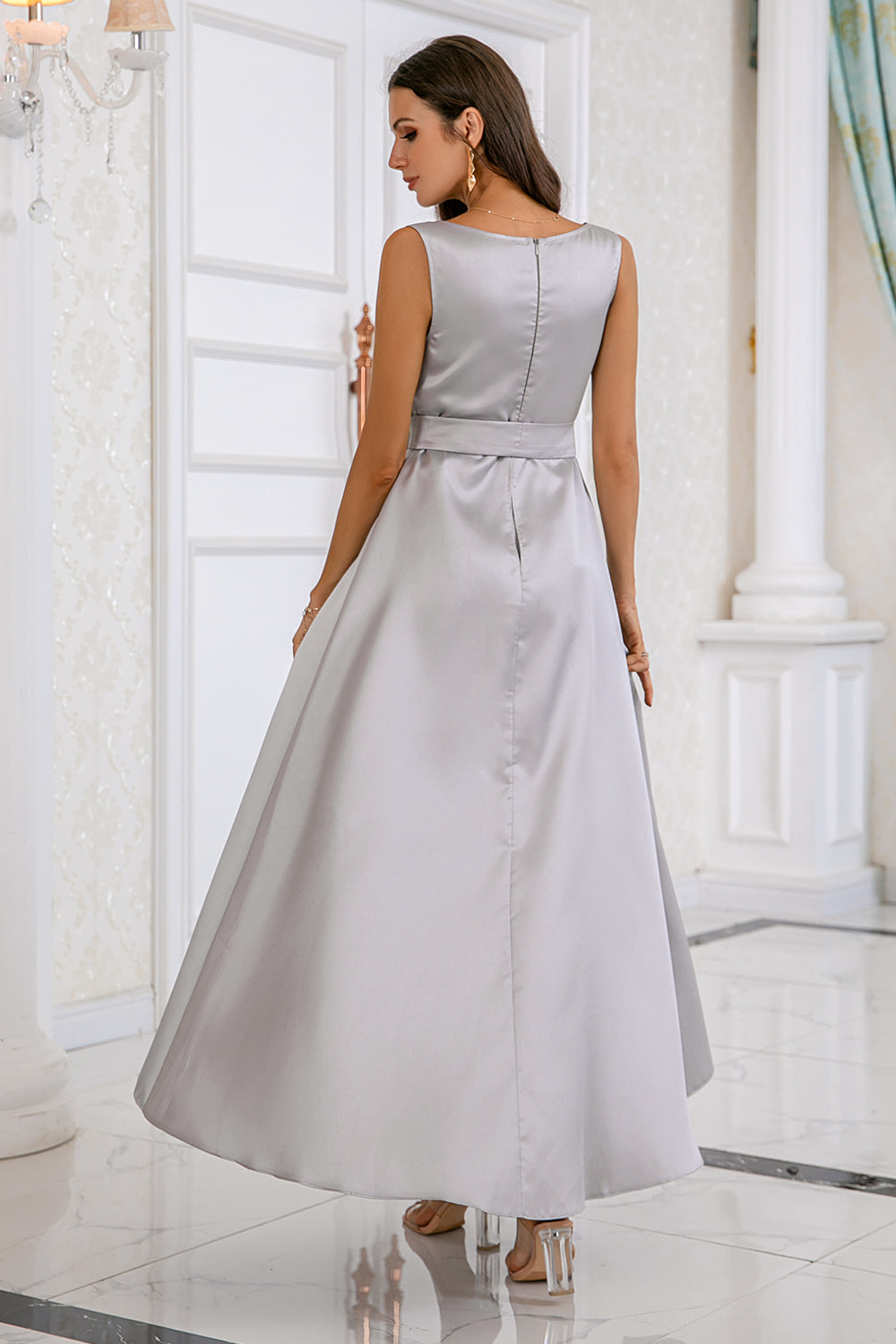 Grey High-low Bodycon Party Dress - Fashionpara