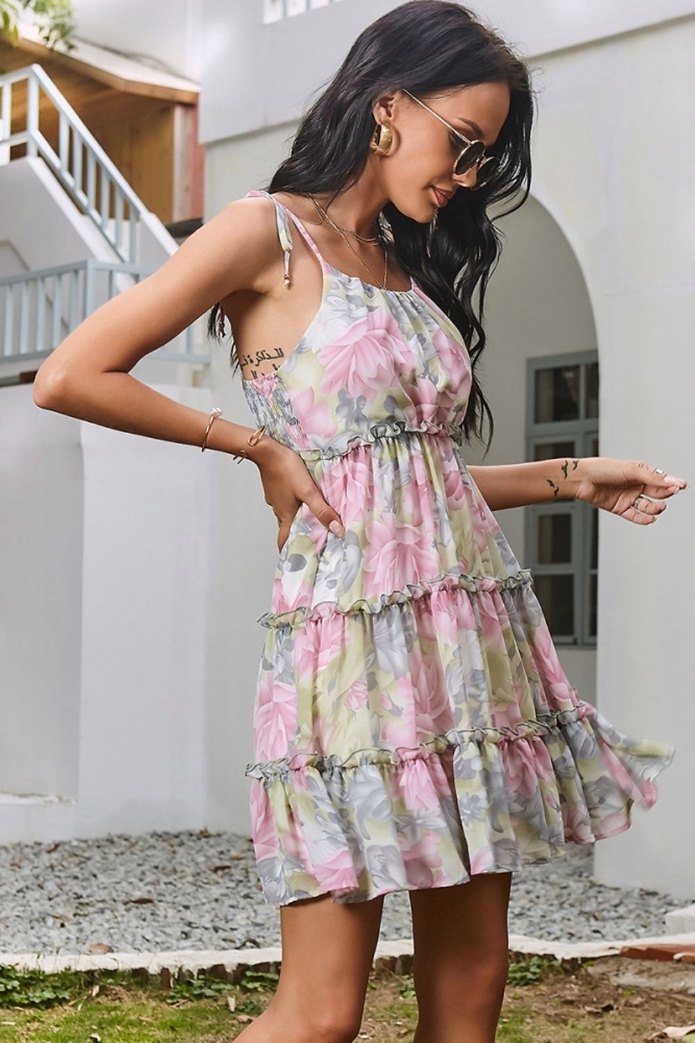 Printed Strappy Bohemian Patchwork Dress - Fashionpara