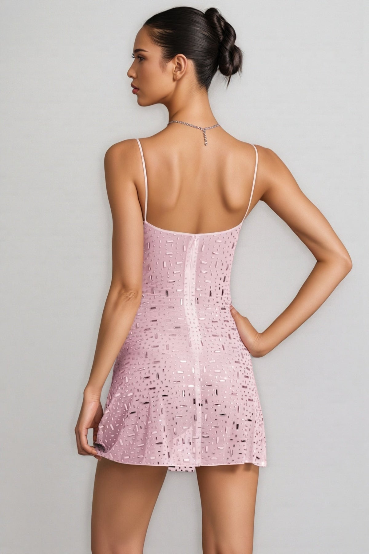 Sequin Embellished Spaghetti Strap Scoop Neck Bodycon Mini Dress - View 5