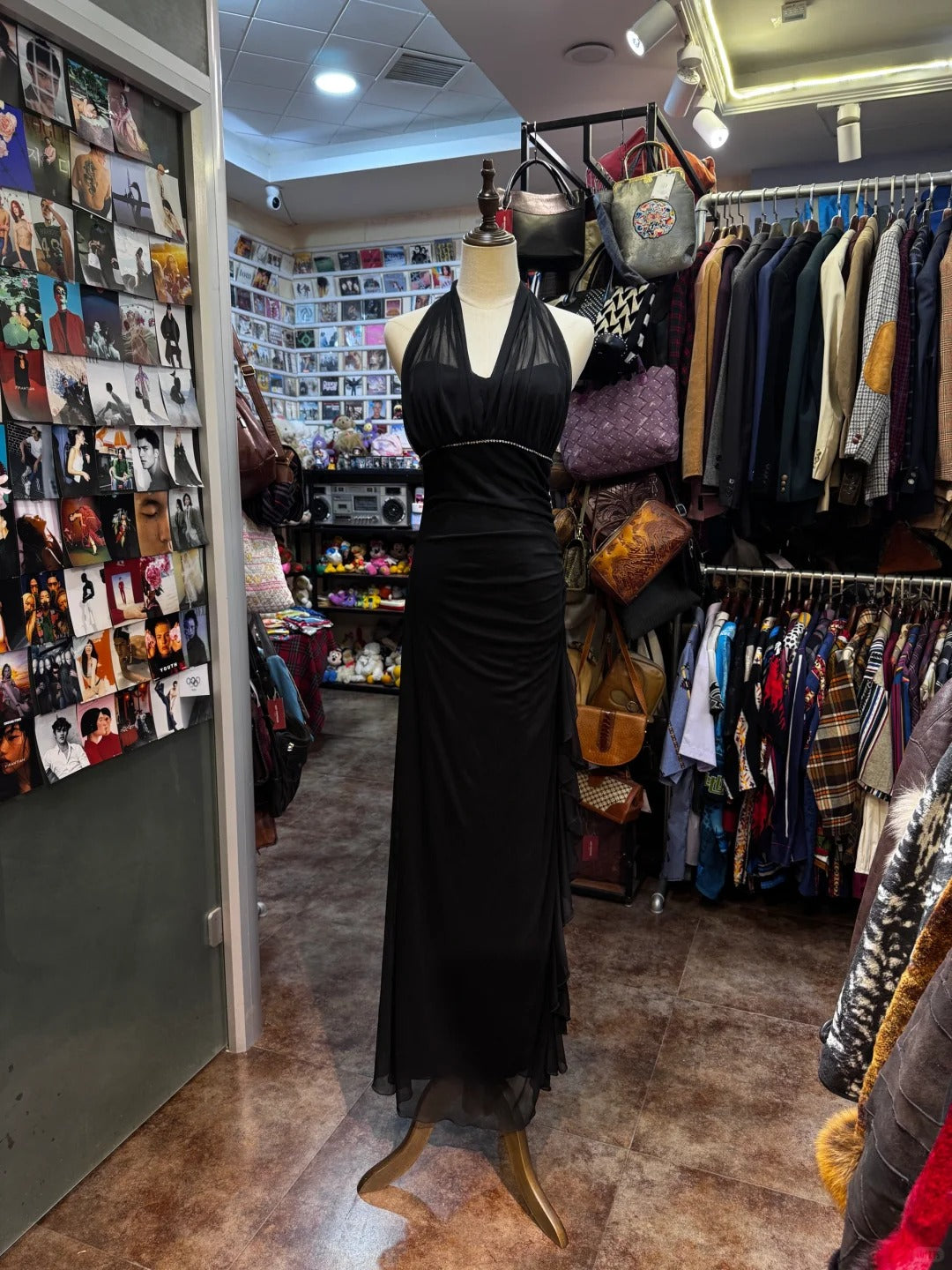 Elegant Black Mermaid Halter Neck Chiffon Long Prom Dress Evening Dress P4143